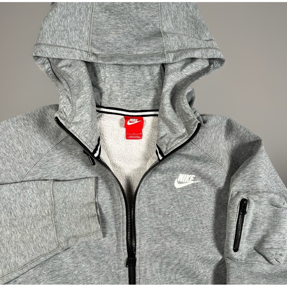 VTG Nike Sportswear Hoodie Mens L Gray Tech‎ Fleece Swoosh Full Zip Sweatshirt
